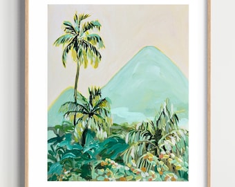 Island Morning - Unframed Print. Tropical, Australian landscape, print, palm trees, Hawaii, sunset, north QLD, jungle.