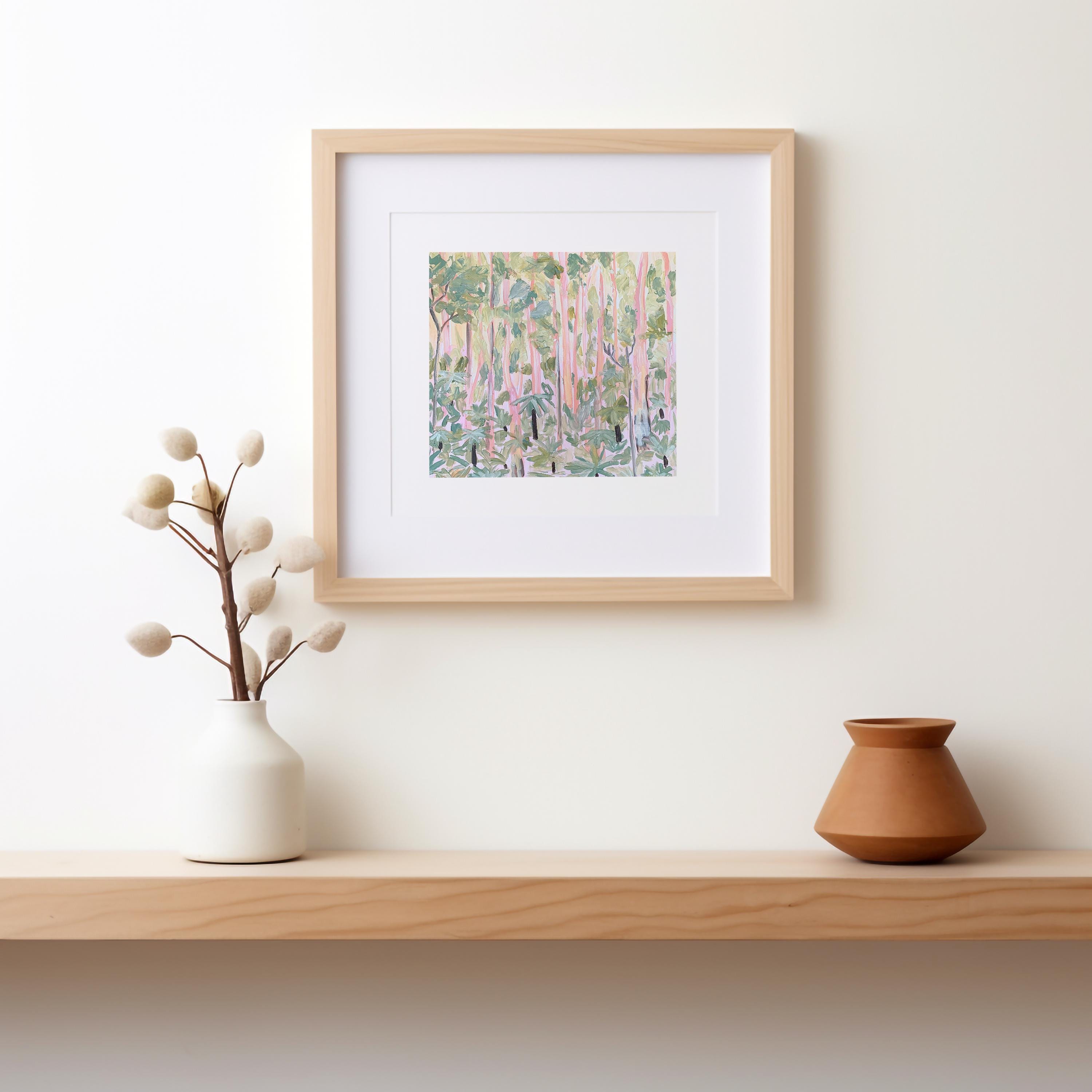 Gum Forest Pink Green Abstract Bush Landscape Painting Digital Download ...