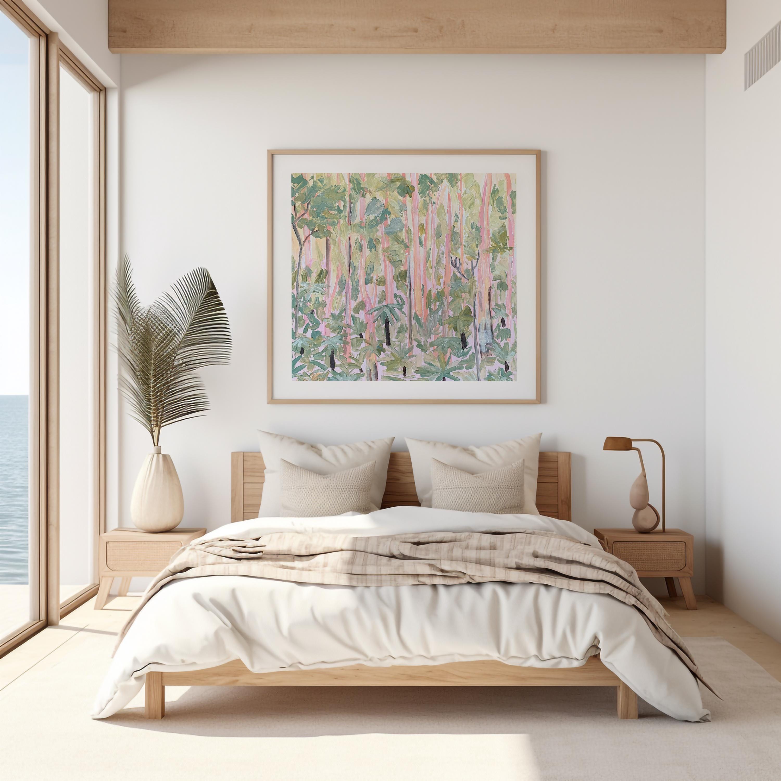 Gum Forest Pink Green Abstract Bush Landscape Painting Digital Download ...