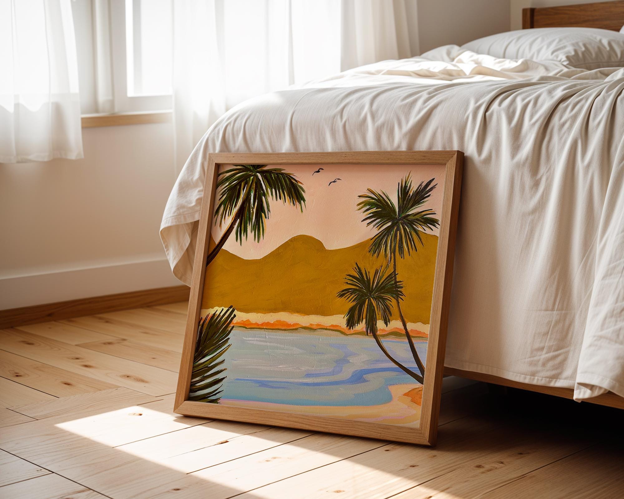 Pink Abstract Beach Landscape Painting Digital Download Art Print ...