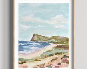 Lennox Head Print Australian Coastal Landscape Peach Pink Ocean Wall Art