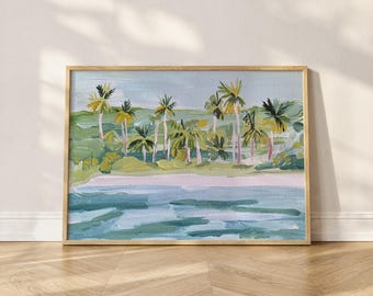 Blue Abstract Beach Landscape Painting Digital Download Art Print