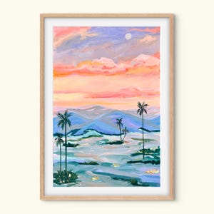 The Stillness Between - Unframed Print. Australian abstract landscape, Byron sunset painting, Australian artist, Art for home, home decor.