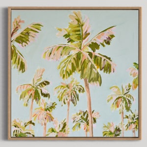 Sunny Skies. Original Australian art, landscape, palms, beach, tropical, wall art, painting, art for home, gift for her, home decor