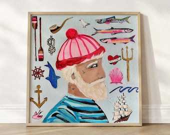 Sailor Kapitän Malerei Digital Download Nautische Kunstdruck