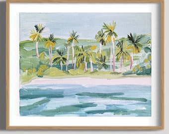 Tropics - Unframed Print. Byron Bay, Beach art, Australian landscape, palm trees, print, ocean art, island, coast, surf art, Hawaii, sunset.