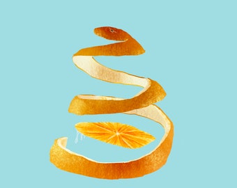 First Cut - Orange Illustration - Art Print- Kitchen Decor- Office Decor