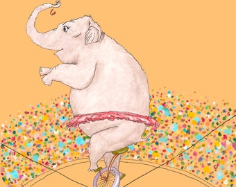 Achievement- Elephant Illustration - Kids Art Print - Nursery Decor