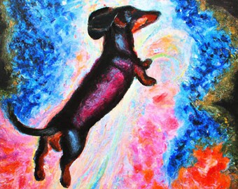 Set of 5 Dachshund Digital Art Print files - Colorful decor for dog lovers