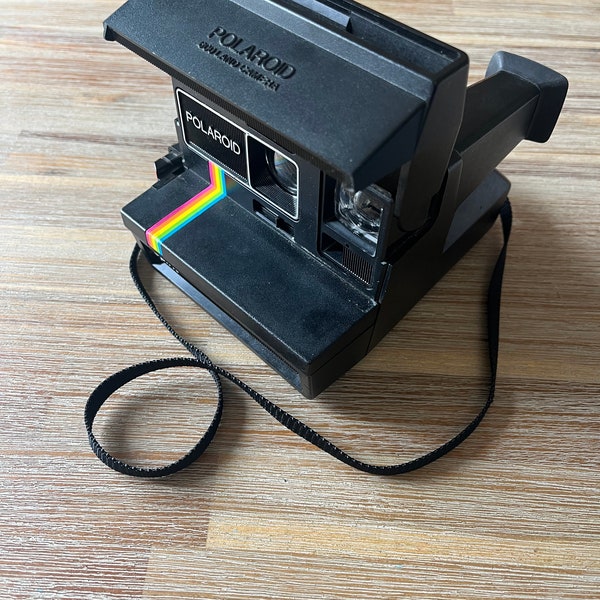 1980s Polaroid Land Camera 600 Spirit Rainbow Stripe