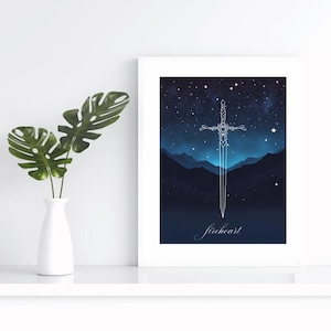 Fireheart Starry Sword - Throne of Glass Downloadable Digital Print