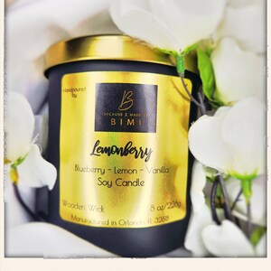 Lemonberry Soy Candle | Scented Soy Candle | Black Jar Candle | White Jar Candle | Crackle Candle | Eco Soy Wax Candle