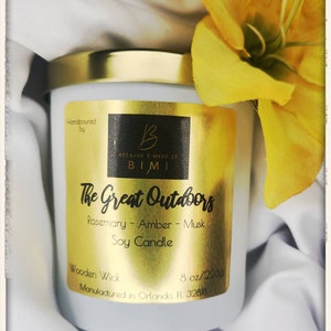 The Great Outdoors Soy Candle | Handmade Gift | Black Jar Candle | White Jar Candle | Crackle Candle | Eco Soy Wax Candle