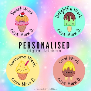 Pegatinas digitales personalizadas / Temática de helados