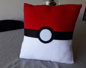 Pokemon Pokeball themed Throw Pillow Cover Satin Cushion Cover. 