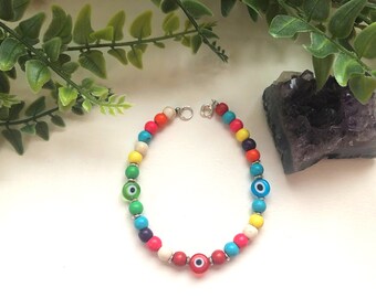 Rainbow Evil Eye Bracelet