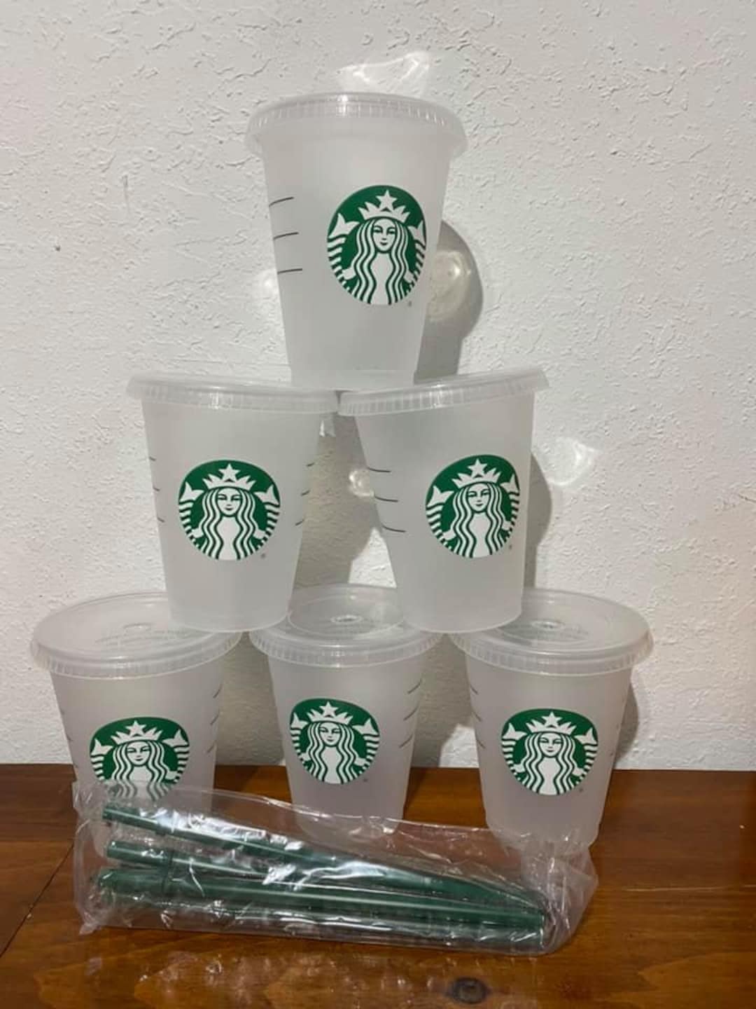 16oz Cold Cups From Starbucks 1 Cup, Lid and Straw - Etsy