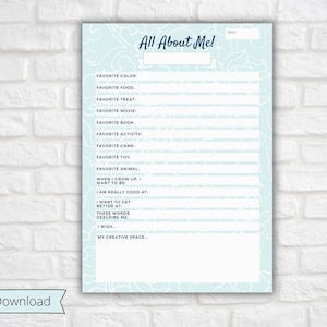 Child Interview Printable | Birthday Interview | All About Me | Back to School | Child Questionnaire | Memory Book |