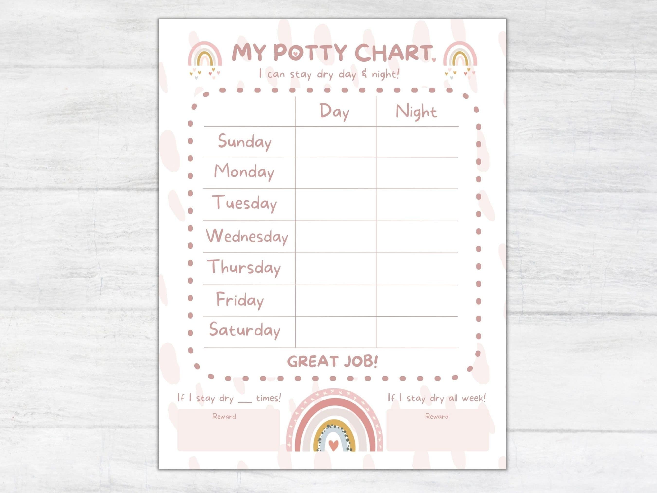 Potty Training Chart Printable Day Night Potty Training Big Kid Potty