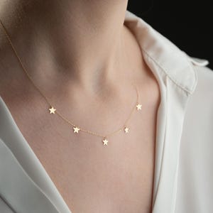 14K Solid Gold Star Necklace: Dainty Celestial Jewelry