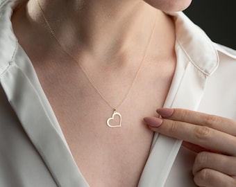 Naszyjnik w kształcie serca ze złota próby 14k: ręcznie robiona minimalistyczna biżuteria