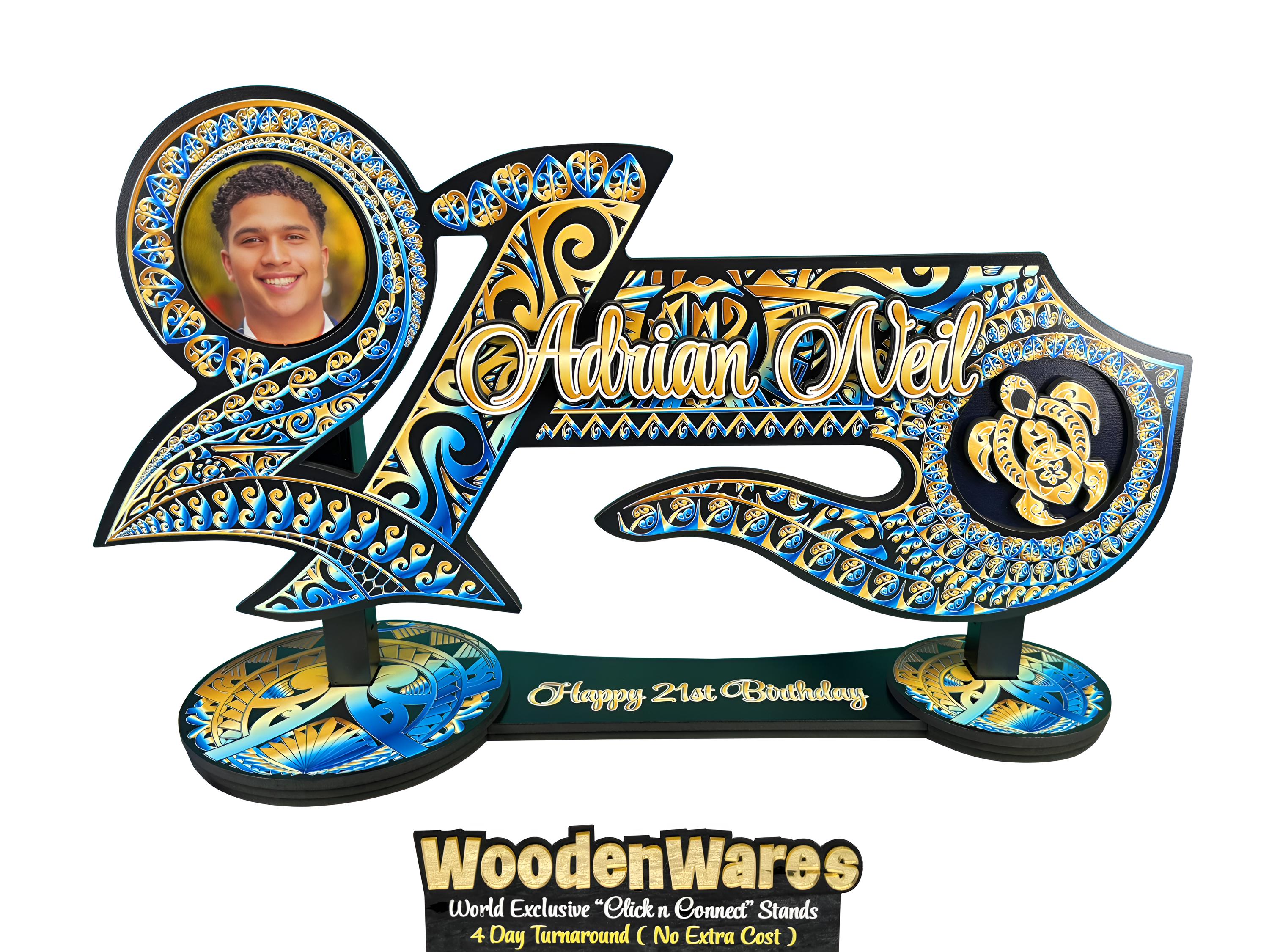 21 Key Old 21st Birthday Key Design Stand With Personalised Photo Name and Age ...