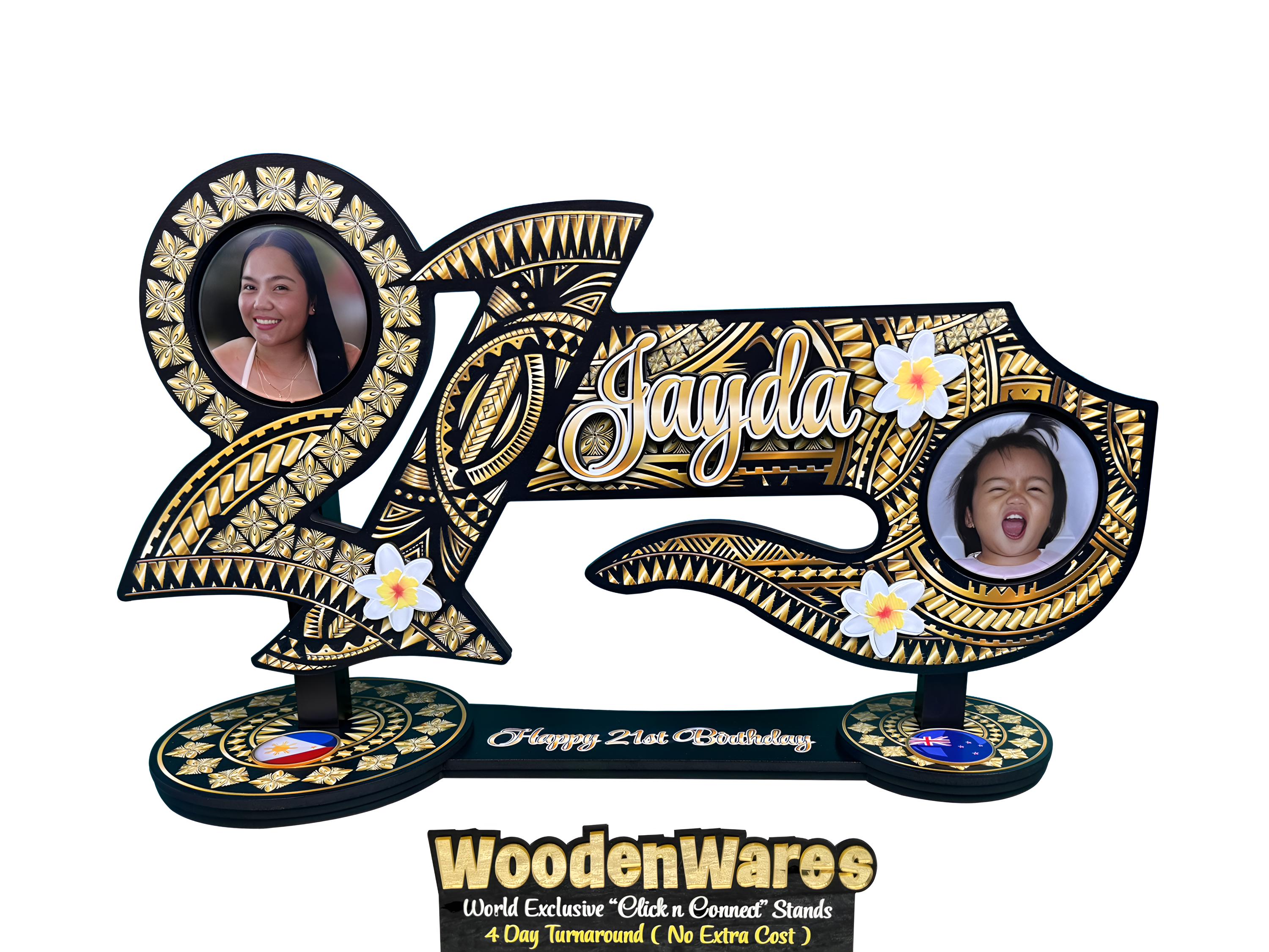 21st Birthday Key Design Stand With Personalised Photo Name and Age ...