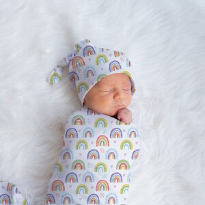 Rainbow Neutral Swaddle Blanket