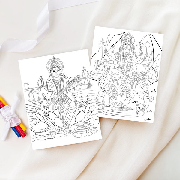 5 Hindu Goddess Coloring Pages