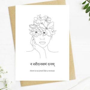 Woman's Modern Sanskrit Greeting Card Instant Download