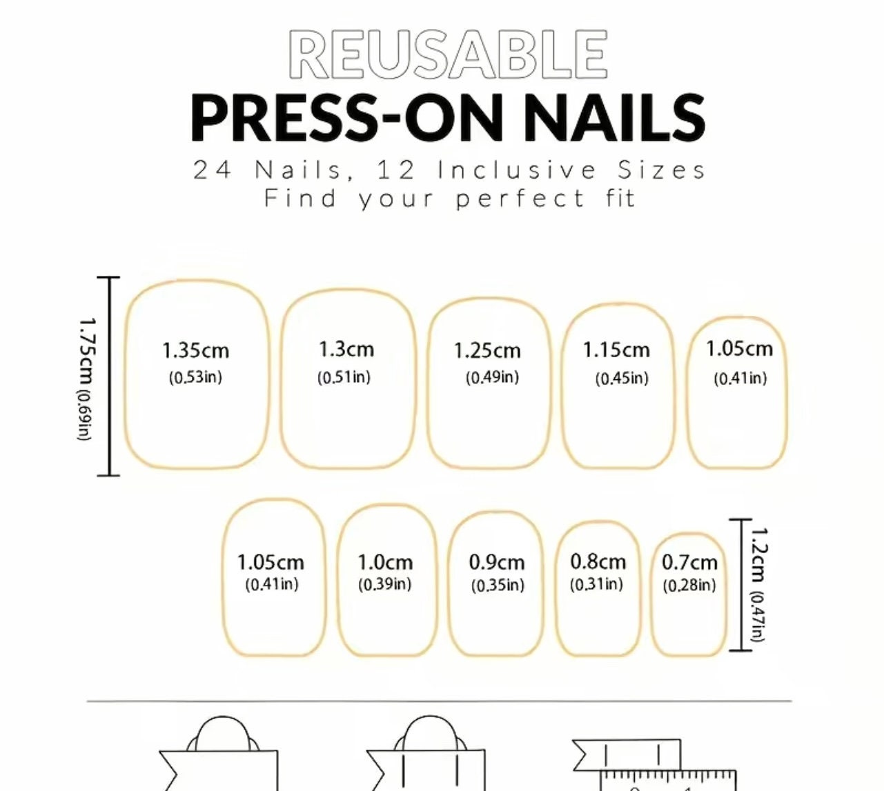 24 Pcs Design Press on Nails Glossy Short Press on Nail Short Nail Nail ...