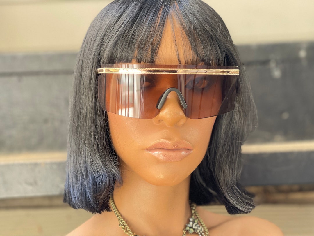 Brown Tinted Sunglasses Polarized UV400 Lens Rimless Men Women Square