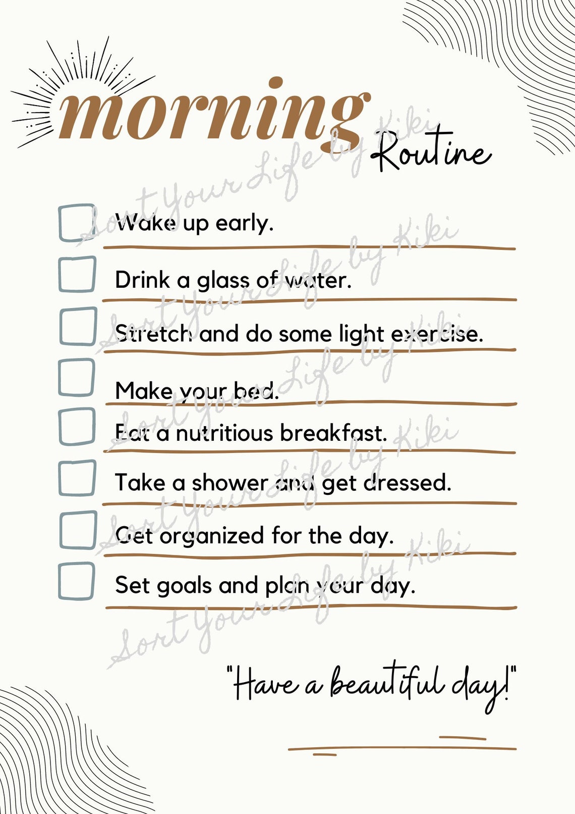 Morning Beautiful Routine Morning Routine Checklist Have a Beautiful Day - Etsy