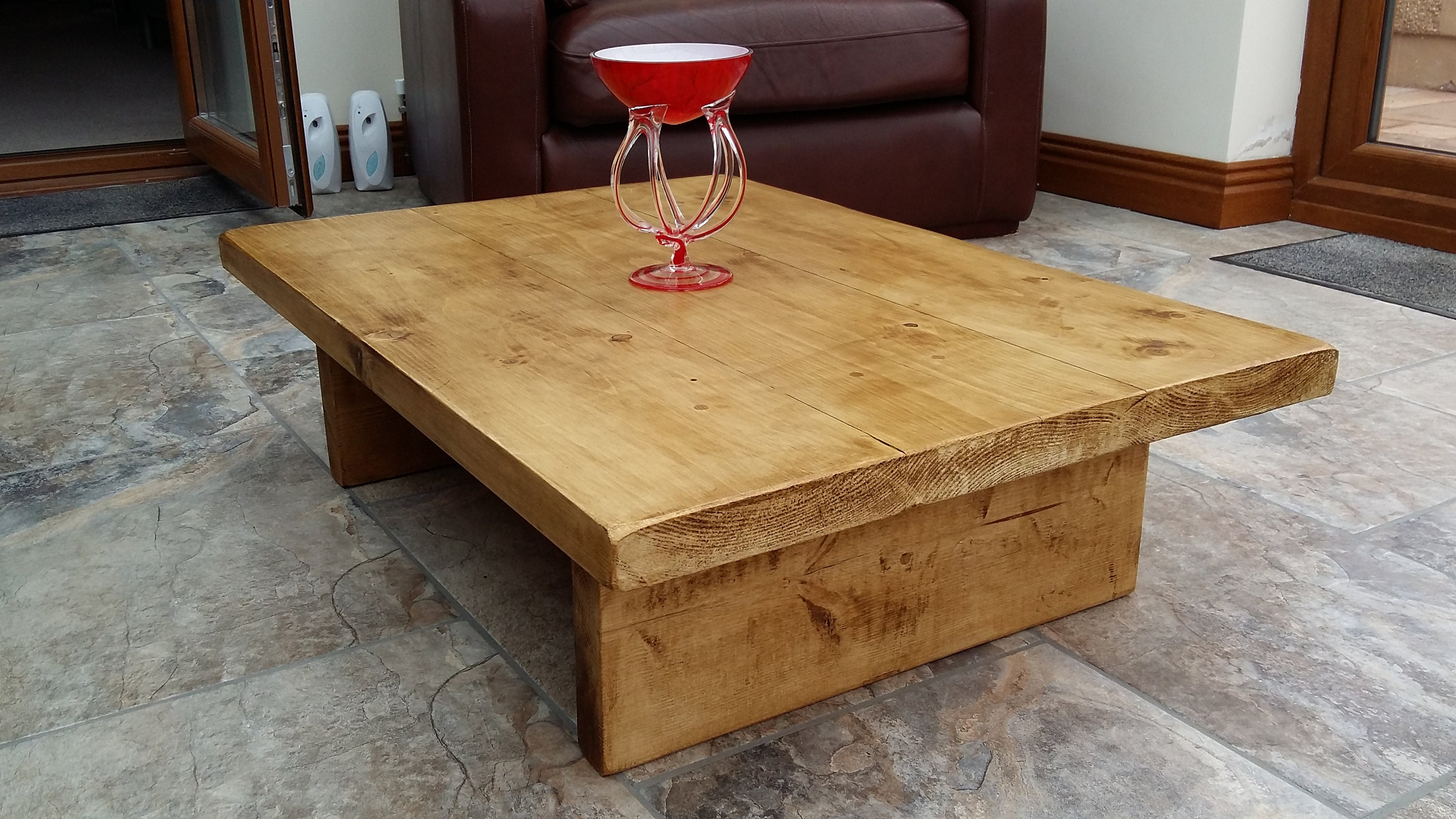 Solid Wood Rustic Coffee Table Oak Pine Walnut Colours Etsy UK