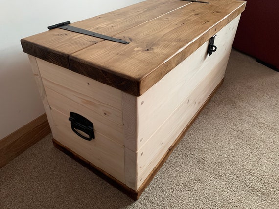 Painted Coffee Table Solid Wood Rustic Ottoman Blanket Box Coffee