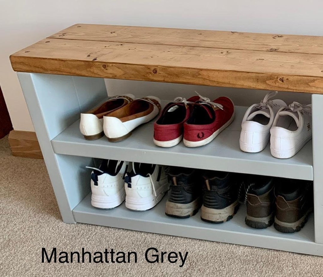 Shoe Bench Solid Wood Painted Base Rustic Shoe Bench Etsy UK