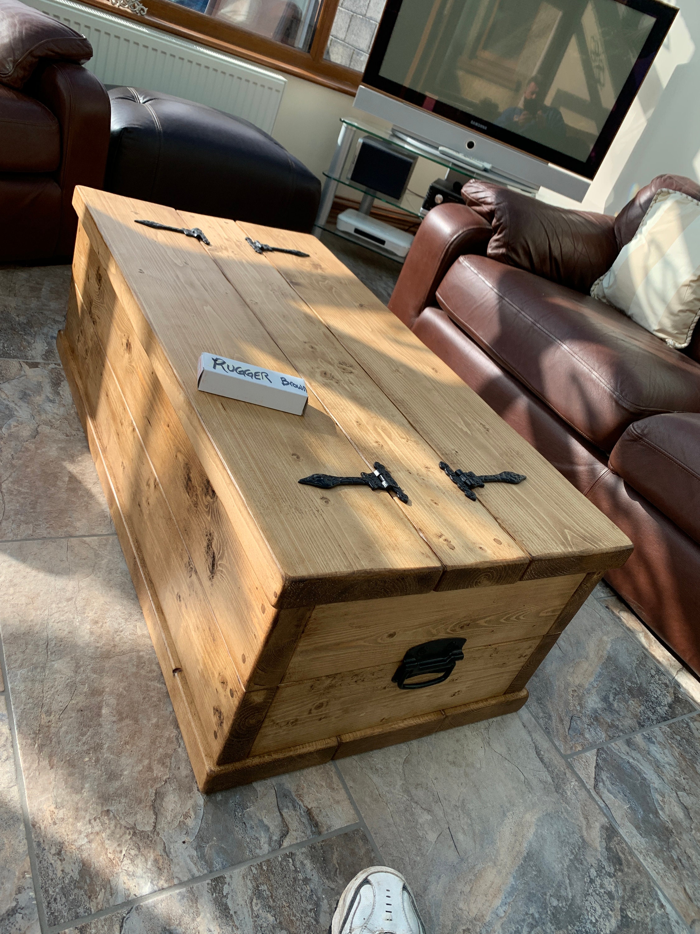 Solid Wood Rustic Coffee Table Storage Trunk Chest Handmade Etsy UK