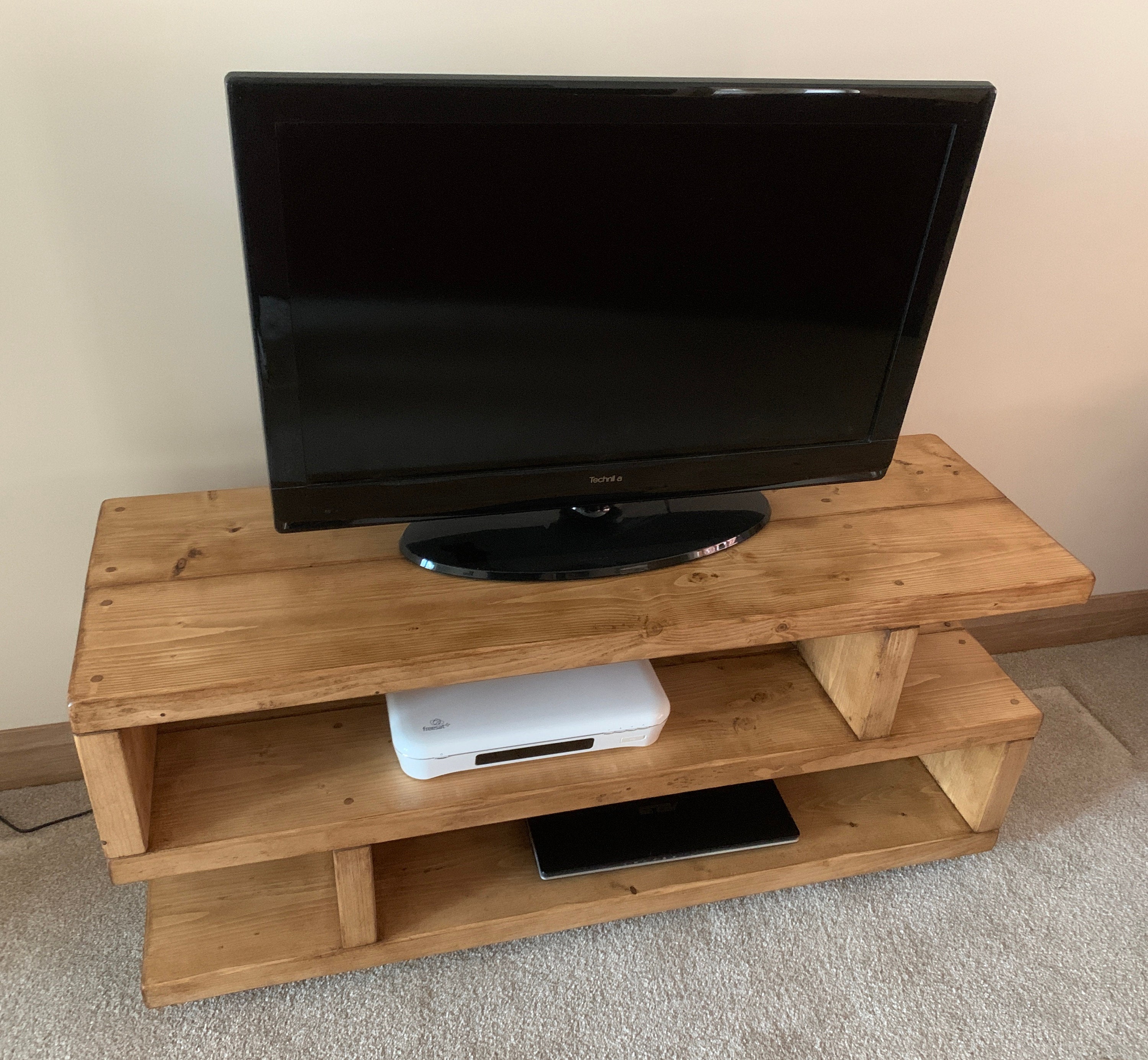 Solid Wood Rustic TV Stand Handmade Etsy UK