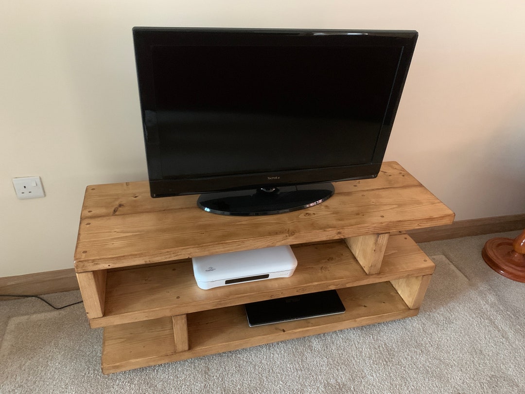 Solid Wood Rustic TV Stand Handmade Etsy UK