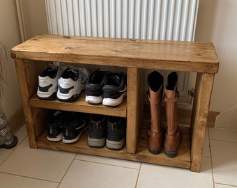 Shoe bench shoe rack Boot rack shoe storage hallway bench boot rack oak pine handmade