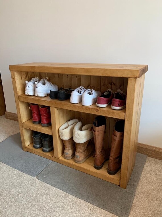 Painted Shoe Bench Shoe Rack Boot Rack Handmade Rustic Solid Wood