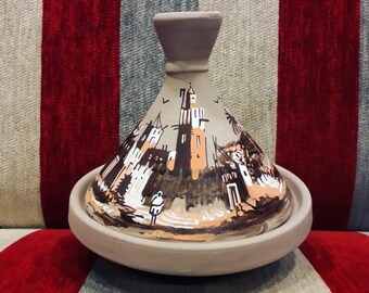 Unique Matt Brown tagine-Beautiful Earthenware Home Decoration, Hand-painted Tagine Clay Tajine Kitchen Decor
