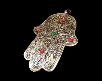 手作りハムサ ファティマの手 | 14x21cm | 金属製 | モロッコの守護の