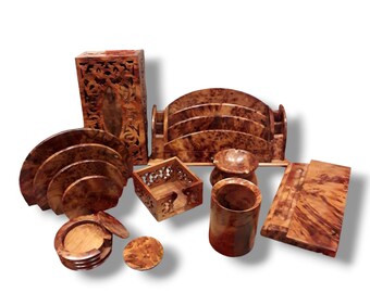Exquisite Moroccan Thuya Wood Desk Set – Handcrafted Luxury for Your Workspace, Thuya Wood Desk Set Moroccan Elegance Desk set up gift