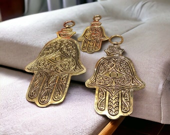 手作りハムサ ファティマの手 | 12x17cm | 金属製 | モロッコの守護の