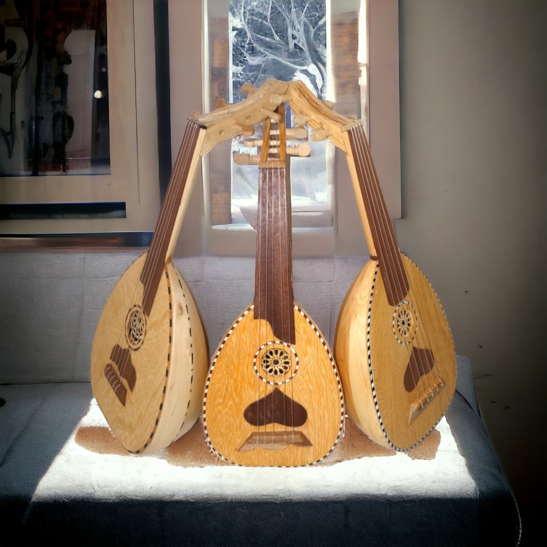 Moroccan Lute Oud Music Instrument With 5 Strings Melodies, Handmade
