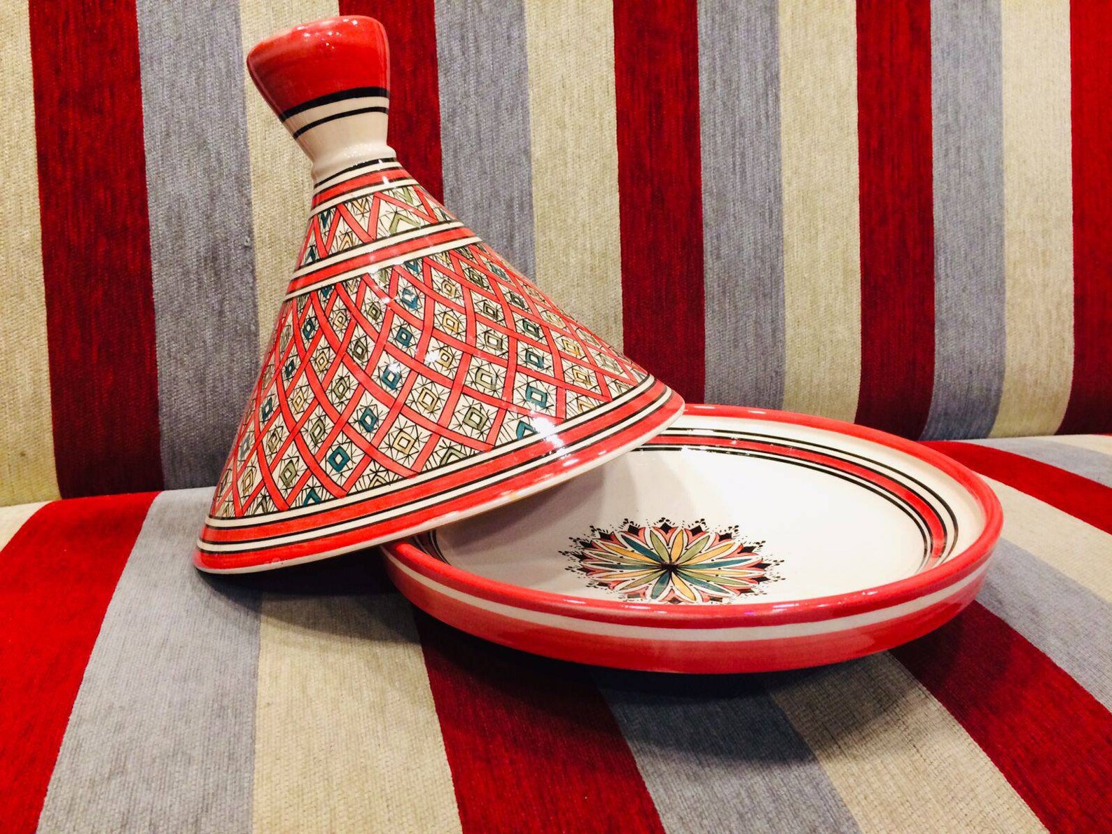 Moroccan Large Tagine, Ceramic Tagine, Serving Tagine Clay Tagine