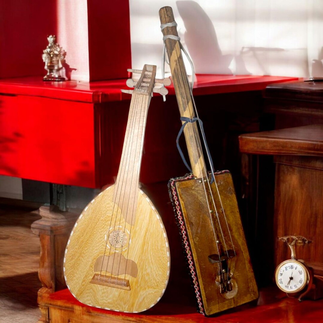 リュート　モロッコ楽器 モロッコの楽器2点セット グンブリ＆リュートセット - 伝統的な