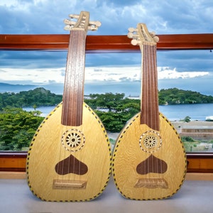 Exquisito instrumento de laúd: auténtico laúd árabe hecho a mano, guitarra melódica de laúd de 5 cuerdas, regalo único para amantes de la música