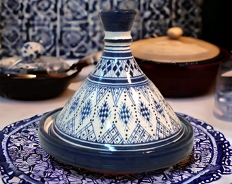 Handcrafted Ceramic Tagine Moroccan Elegance for Stylish Dining Vibrant glazed tagine Blue tagine